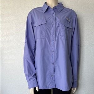 Columbia PFG Women’s Purple Long Sleeve Button Down Shirt Sz Large Outdoor Wear